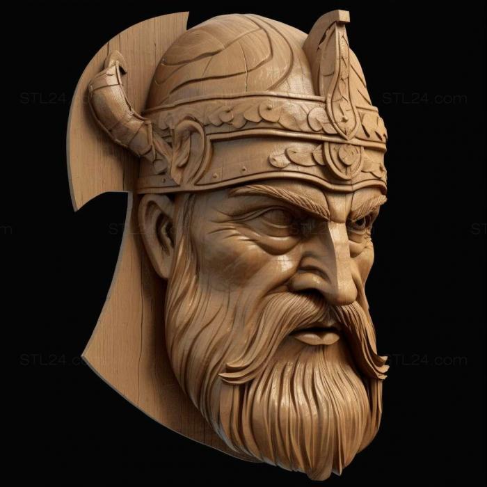 Characters (Viking Head 3, HERO_2487) 3D models for cnc